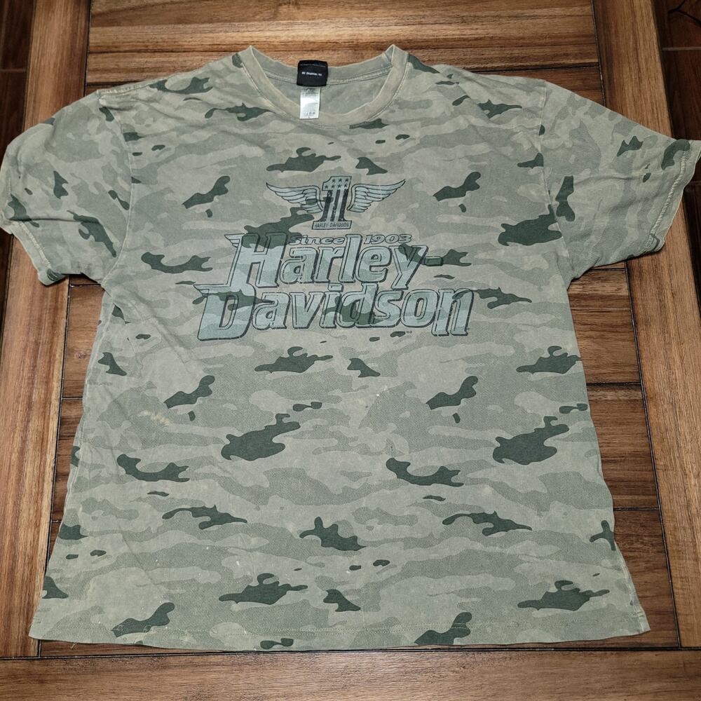 Harley-Davidson Green Camo Unisex Tee "HD Biloxi, MS Over 30 Years" - Size XL